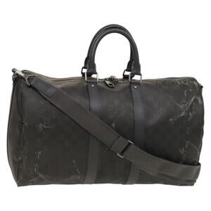 LOUIS VUITTON Damier Carbon Keepall 45 Boston Bag Black N41415